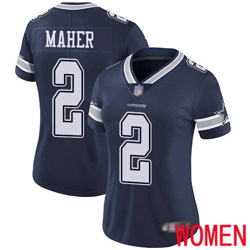 Women Dallas Cowboys Limited Navy Blue Brett Maher Home #2 Vapor Untouchable NFL Jersey->women nfl jersey->Women Jersey
